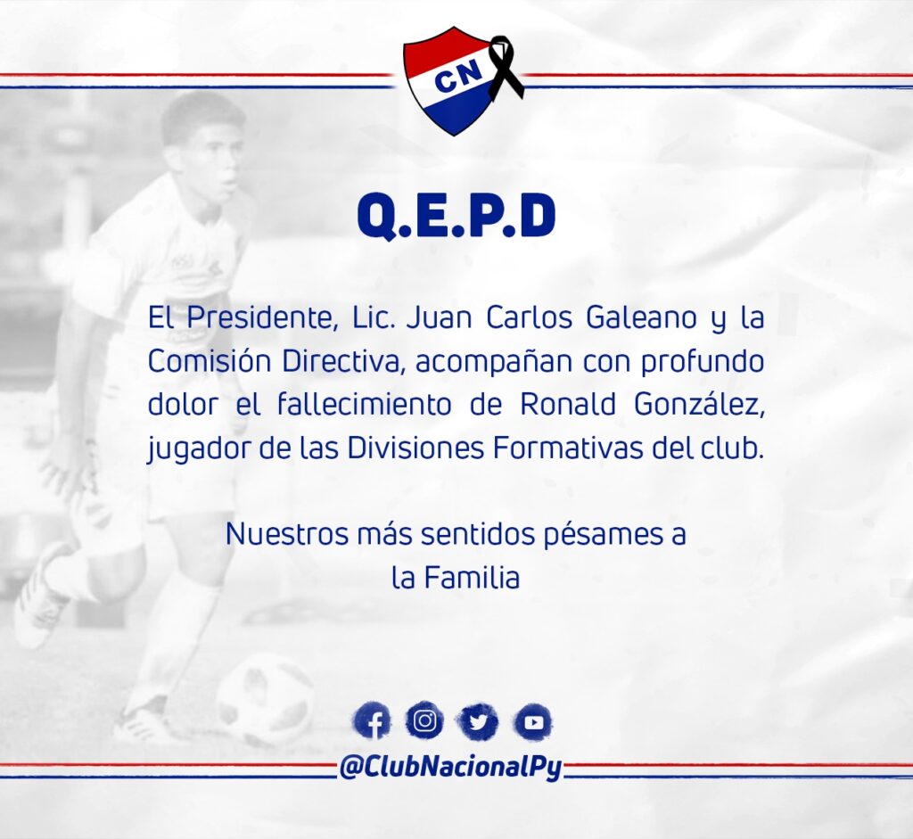 Murió un jugador de Nacional