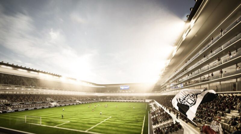 Render del nuevo estadio techado de Olimpia con capacidad para 34,000 espectadores.