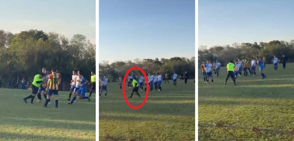 Jugadores agrediendo al árbitro en Itapúa
