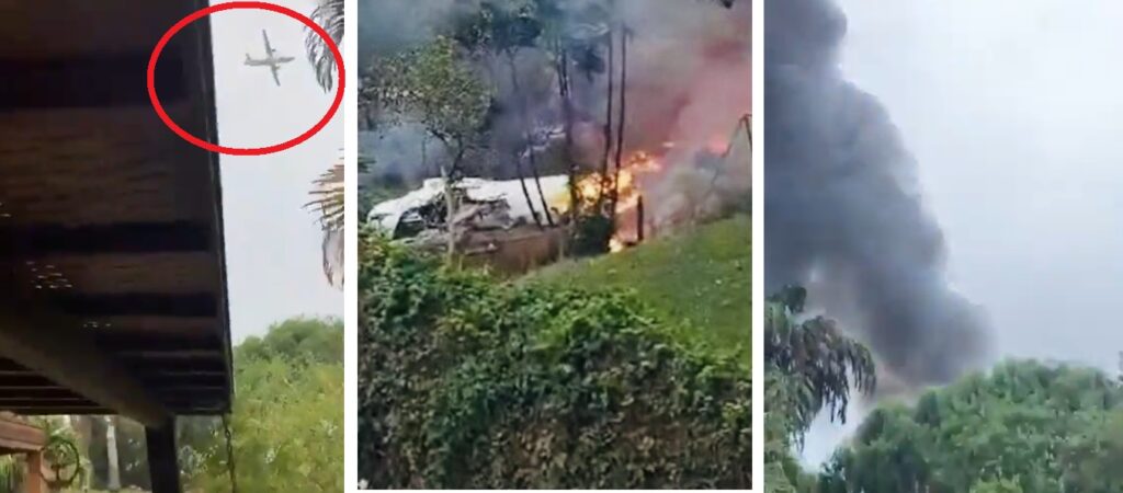 Equipos de emergencia trabajando en el lugar donde se estrelló el avión ATR 72 en Vinhedo, São Paulo